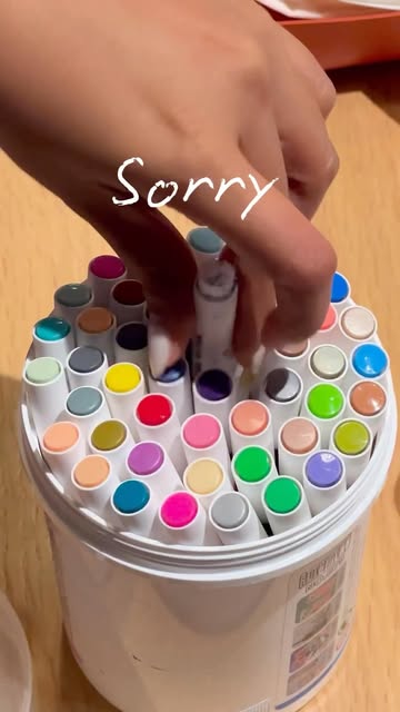 Colorful paint markers at the studio